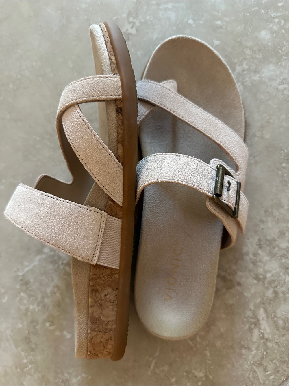 Vionic women’s Suede Slide Sandals in Light Pink - Comfortable Casual Footwear
